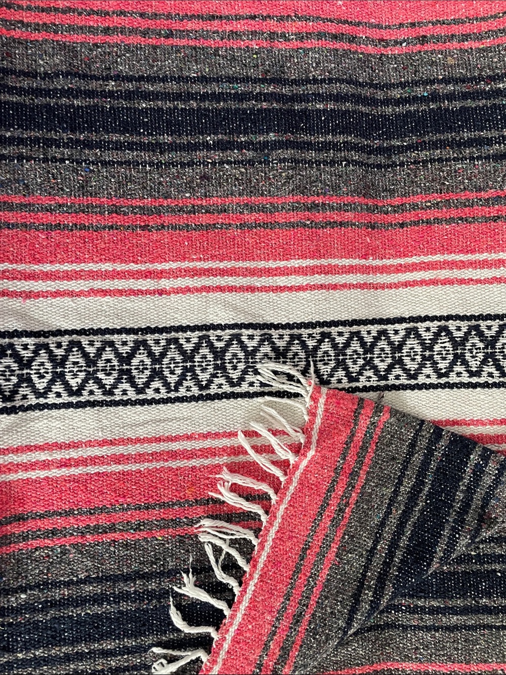 Striped Pink & Black Mexican-Style Throw Blanket